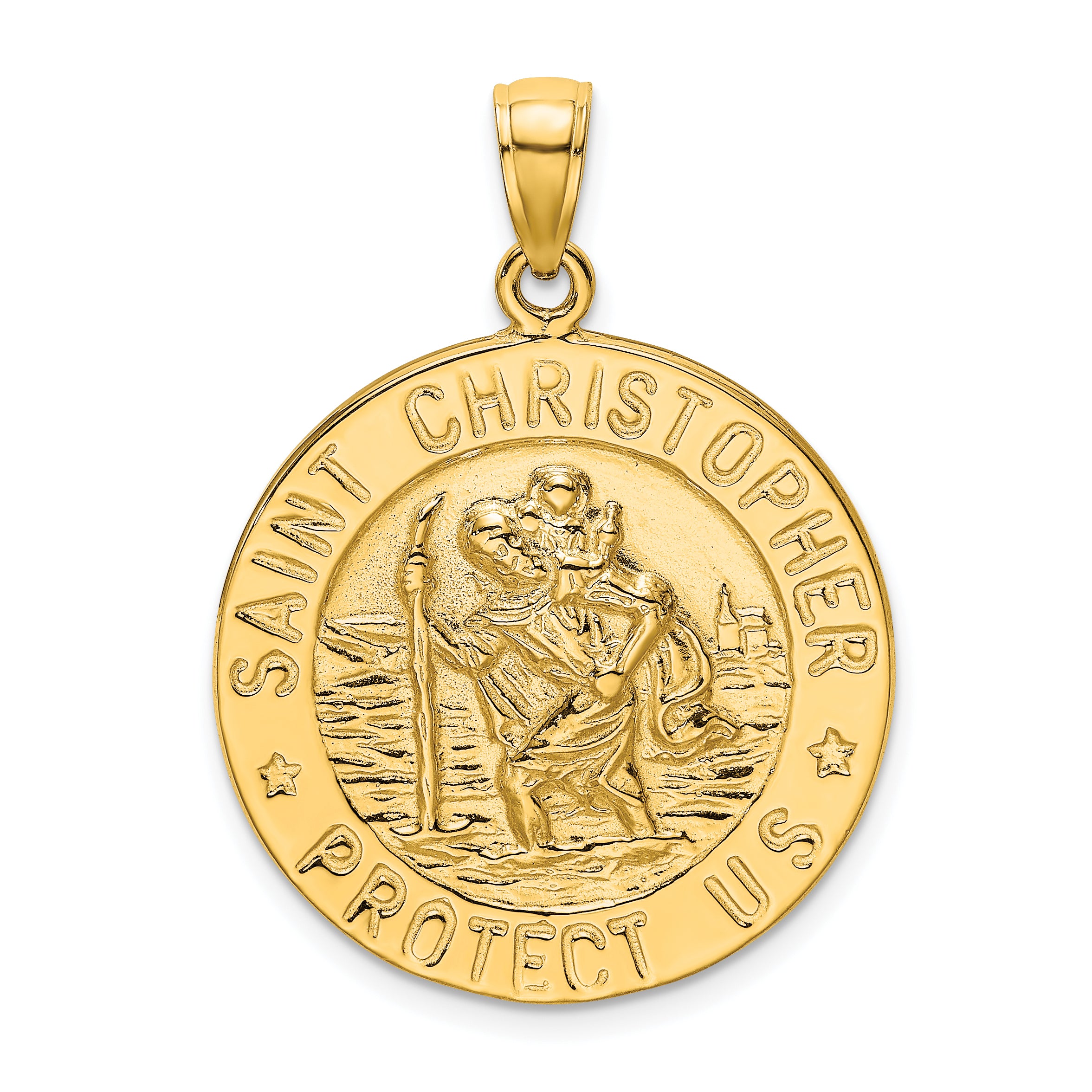 10K Polished Saint Christopher Coin Charm