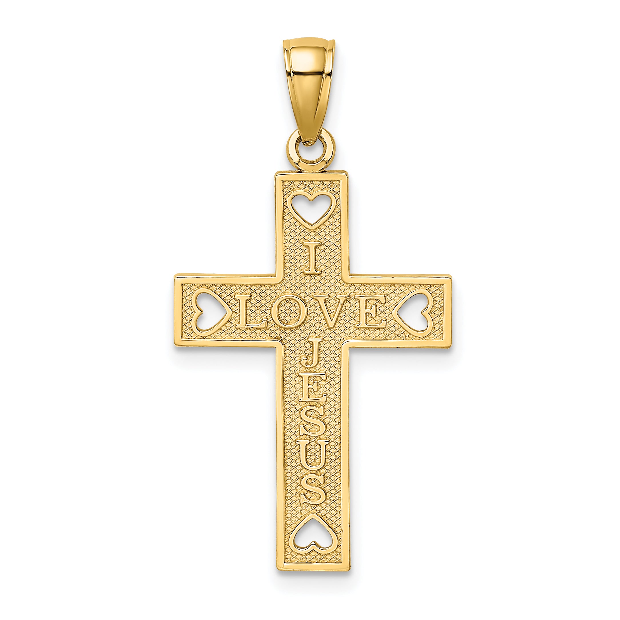 10K  I LOVE JESUS  Cross w/ Hearts Charm