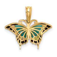 10K Small Aqua Enameled Wings Butterfly Charm