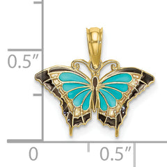 10K Small Aqua Enameled Wings Butterfly Charm