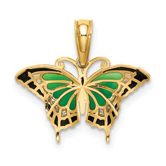 10K Small Green Enameled Butterfly Charm