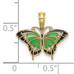 10K Small Green Enameled Butterfly Charm