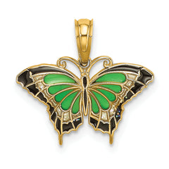 10K Small Green Enameled Butterfly Charm