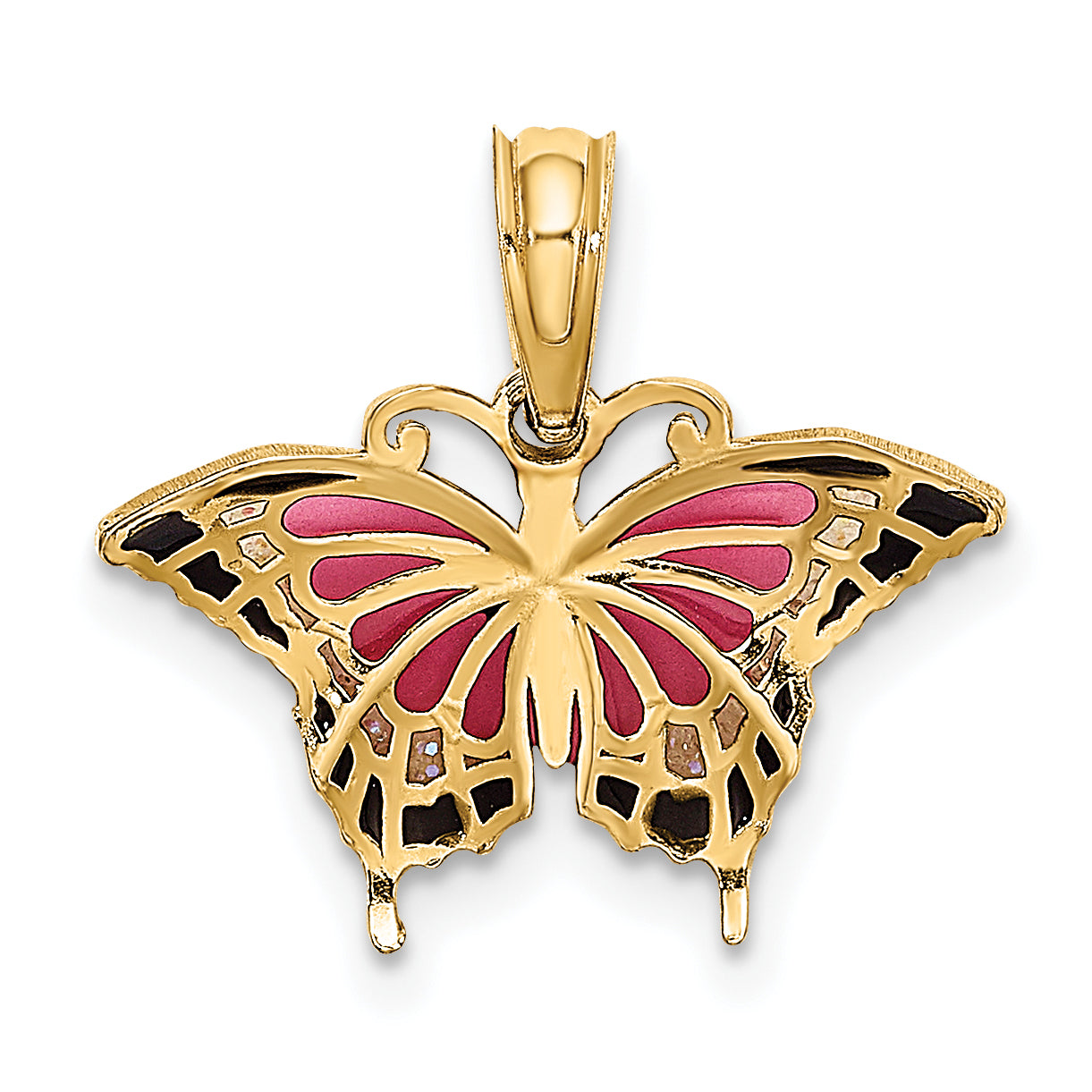 10K Small Enameled Pink Butterfly