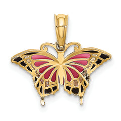 10K Small Enameled Pink Butterfly