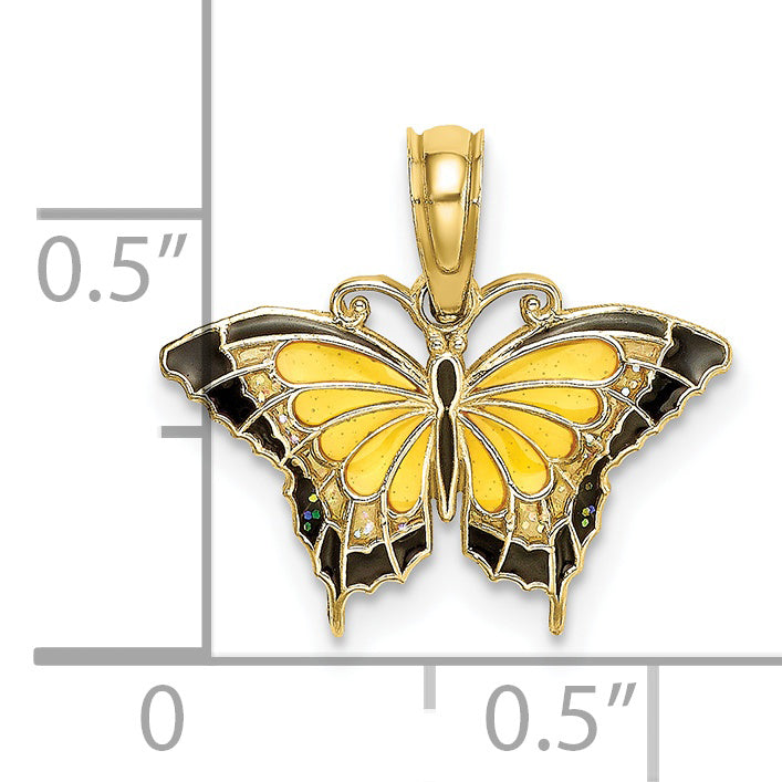 10K Small Enameled Yellow Butterfly Charm