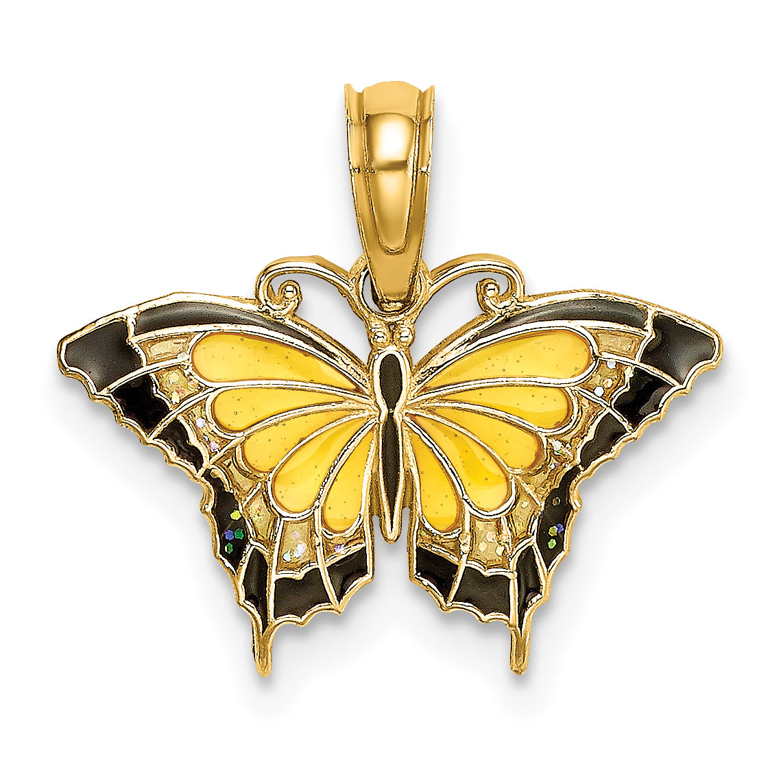 10K Small Enameled Yellow Butterfly Charm