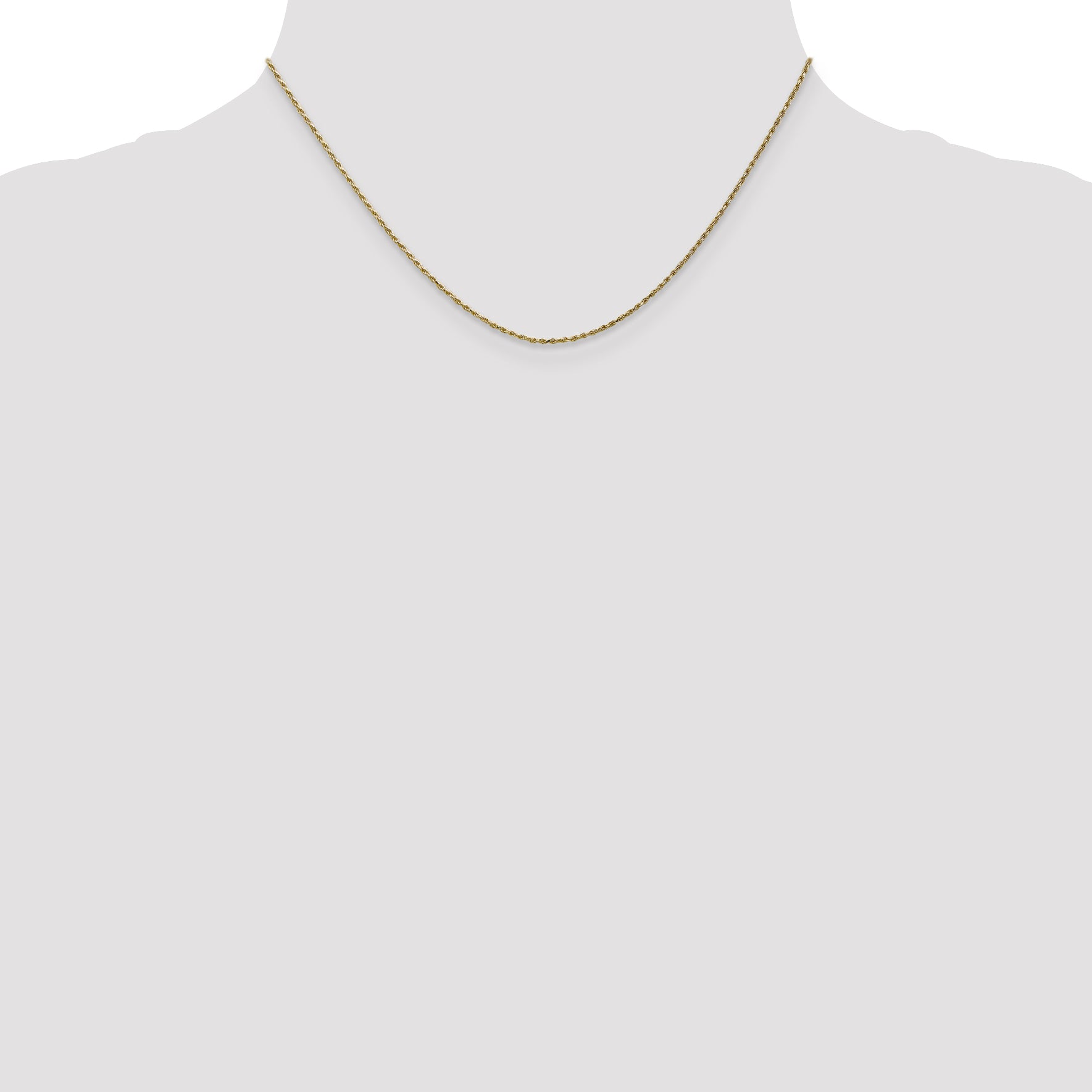 10K Gold Polished Cable Rope Chain Necklace  Elegant 16 Solid Design