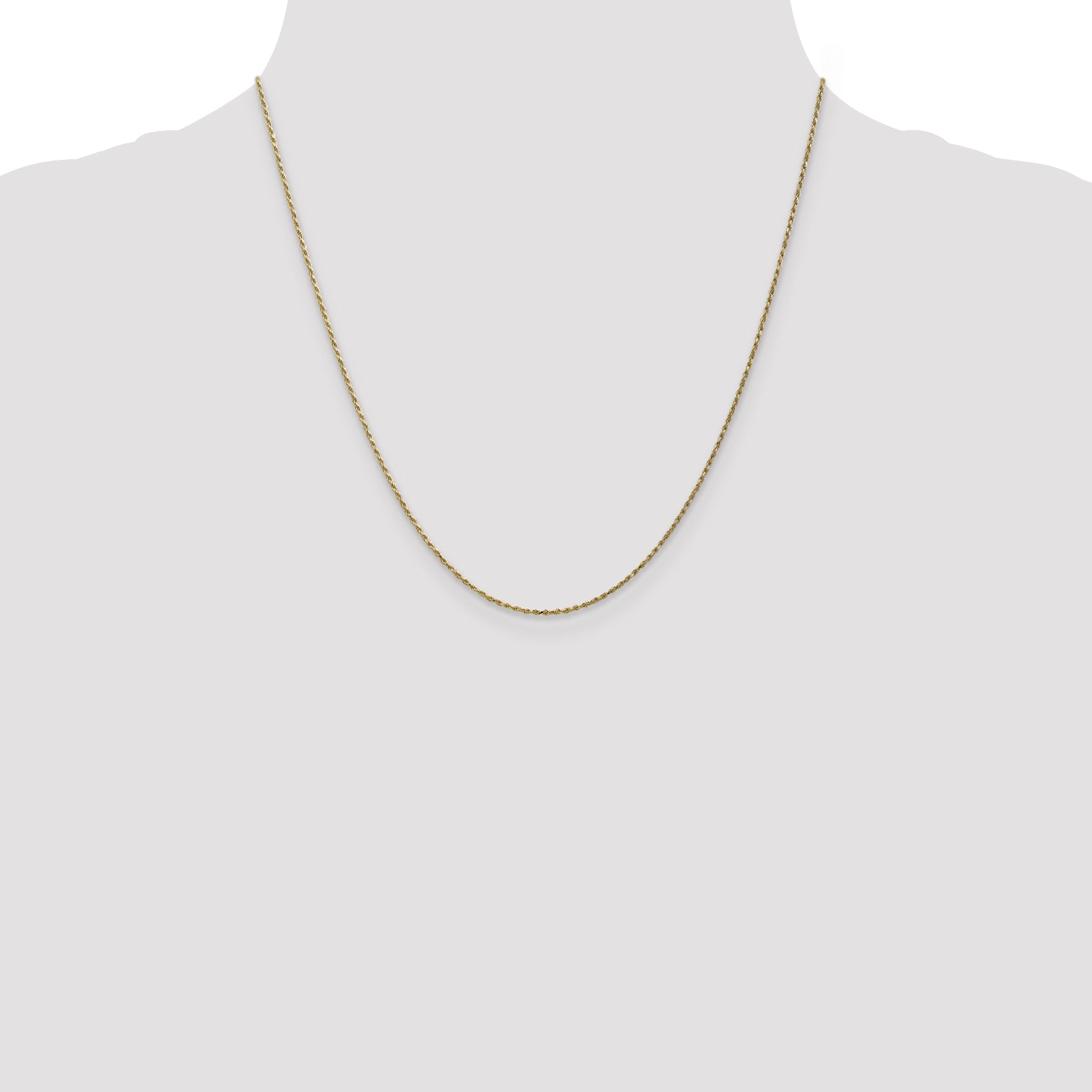 10K Gold Polished Cable Rope Chain Necklace  Elegant 16 Solid Design