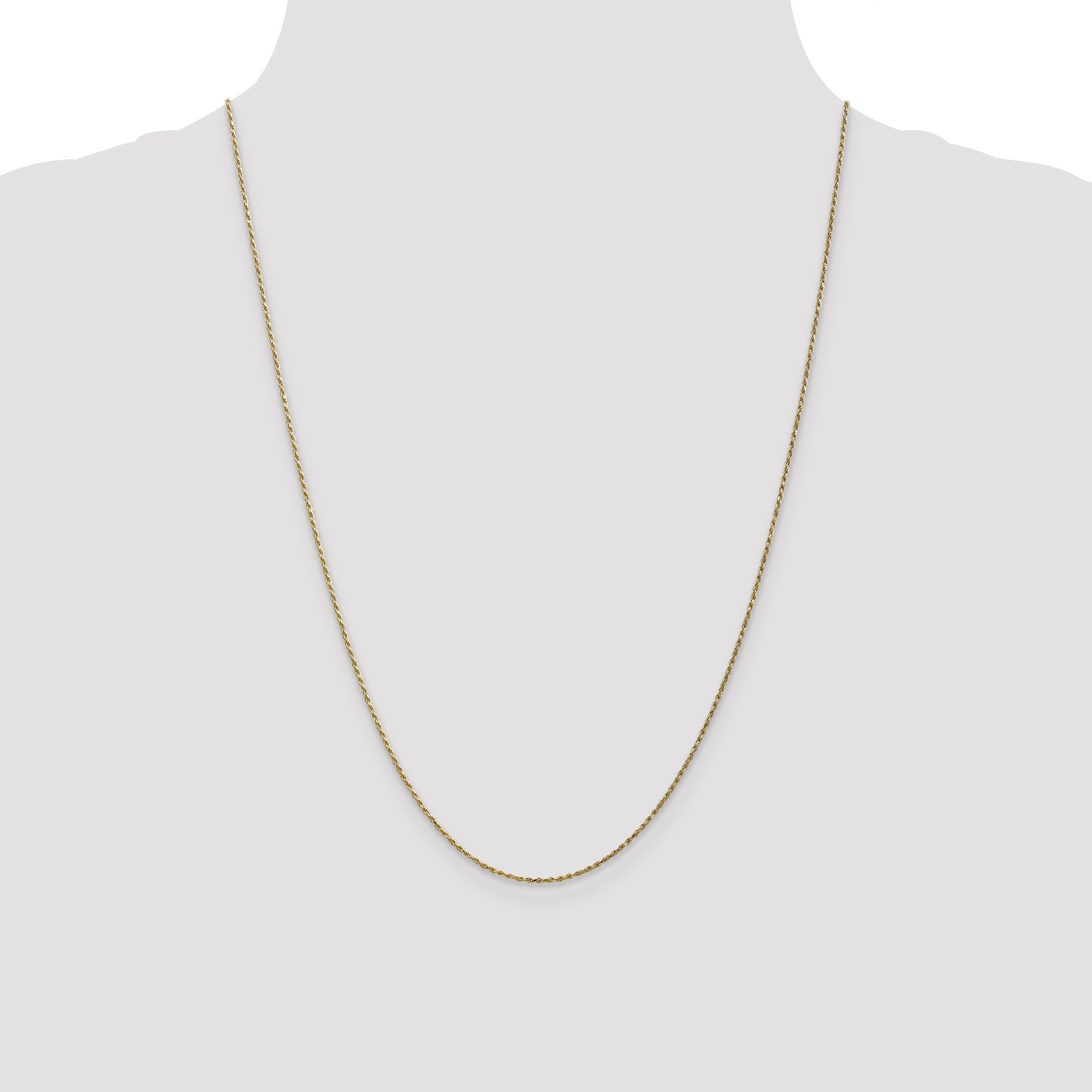 10K Gold Polished Cable Rope Chain Necklace  Elegant 16 Solid Design