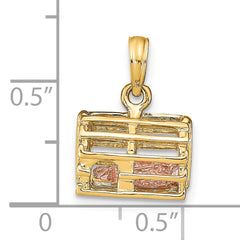 10K Two-tone 3D Lobster Trap W/Moveable Lobster Pendant