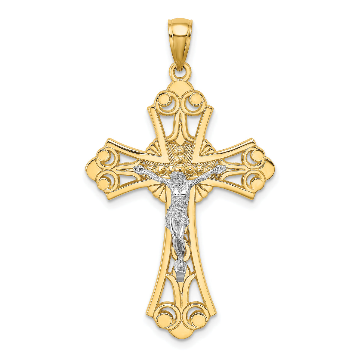 10K Two-tone Cut-Out Crucifix Charm