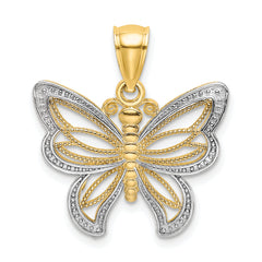 10K w/Rhodium Butterfly W/ White Beaded Wings Charm