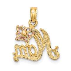 10K Two-Tone MOM W/ Butterfly Charm