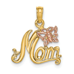 10K Two-Tone MOM W/ Butterfly Charm