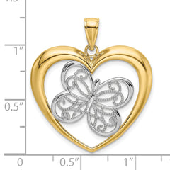 10K w/Rhodium Butterfly In Heart Charm