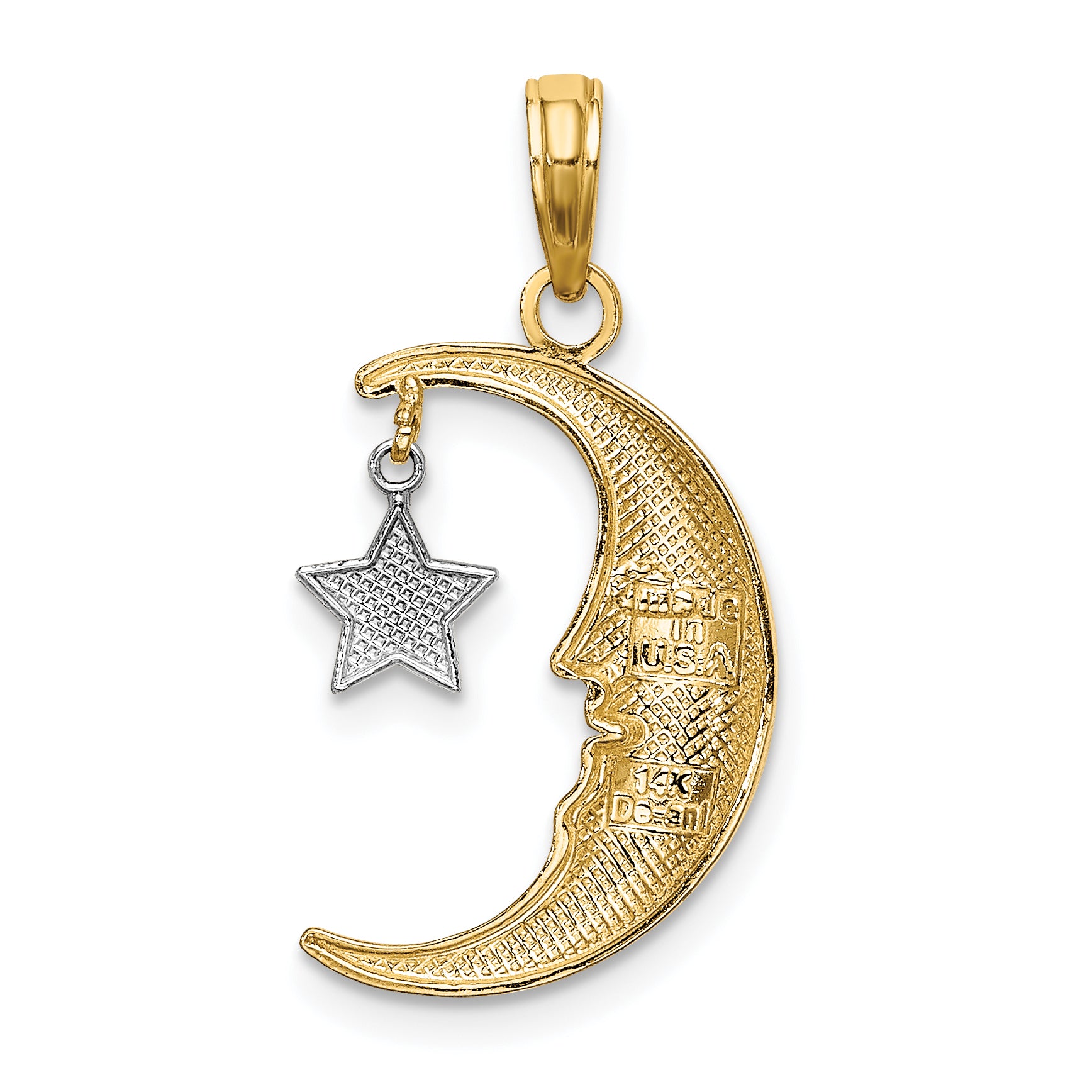 10k w/Rhodium Half Moon w/Star Moveable Charm