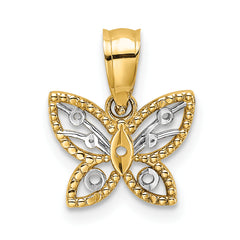 10k w/ Rhodium Mini D/C Butterfly Charm