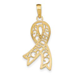 10K W/Rhodium Filigree Ribbon HOPE Charm