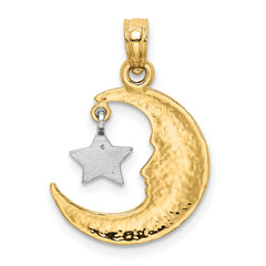 10K Two-Tone Open-Backed Half Moon and Star Pendant