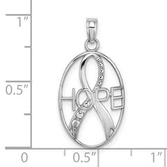 10K White Gold Textured HOPE w/Ribbon Charm