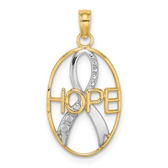 10K W/Rhodium HOPE Awareness Ribbon Pendant