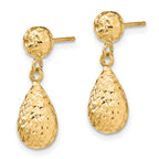 10K Yellow Gold Dangle Earrings with Polished Textured Finish