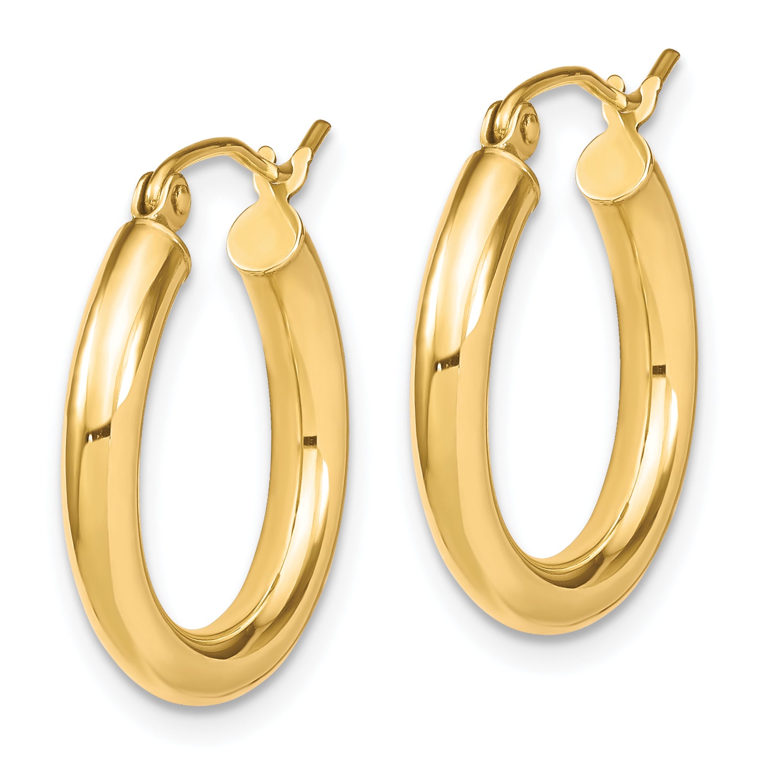 10K Gold Polished Hollow Hoop Earrings with Diamond-Cut Detailing, 20mm Secondary image