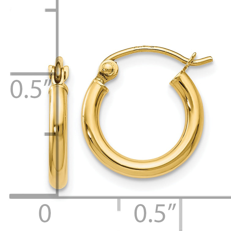 10K Gold Polished Hollow Hoop Earrings with Lifetime Guarantee