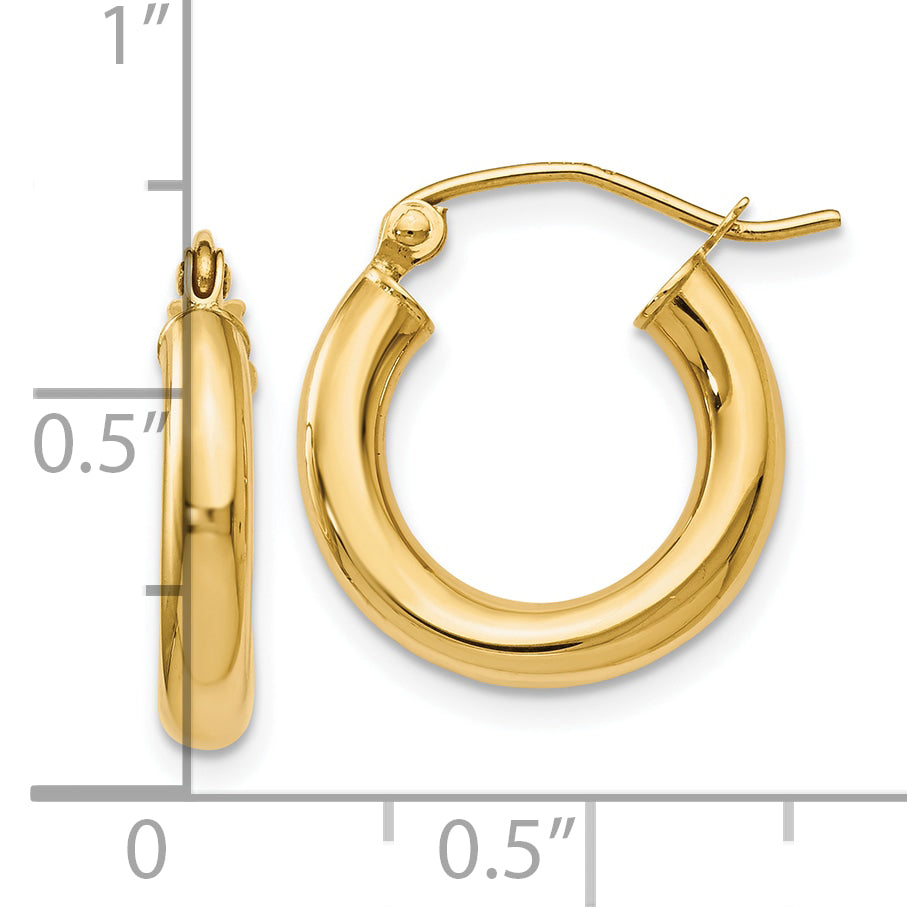 10K Gold Polished Hoop Earrings with Hollow Design and Lifetime Guarantee