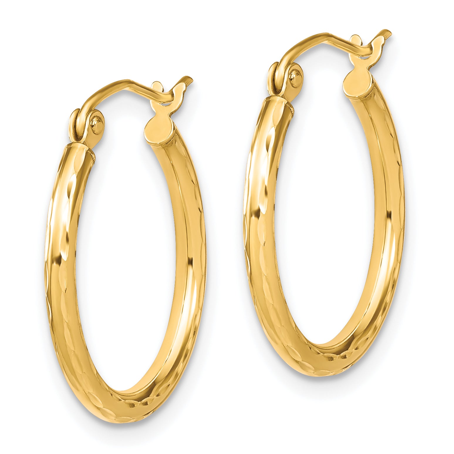 10K Gold Textured Hoop Earrings with Rhodium Plating Elegant Design Secondary image