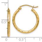 10K Gold Textured Hoop Earrings with Rhodium Plating Elegant Design