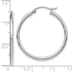 10K White Gold Polished Hoop Earrings with Rhodium Plating and Lifetime Warranty