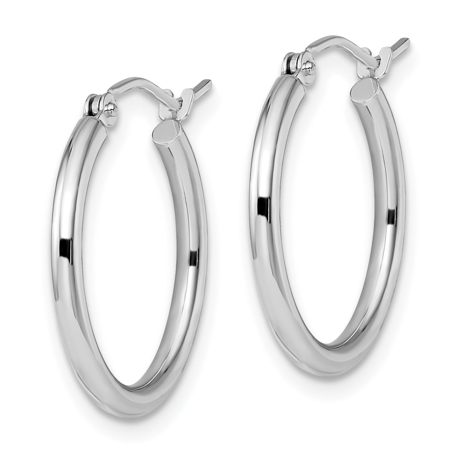 10K White Gold Polished Hinged Hoop Earrings