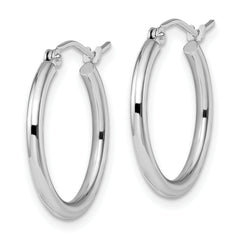 10K White Gold Polished Hinged Hoop Earrings