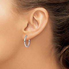10K White Gold Polished Hinged Hoop Earrings