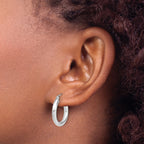 10K White Gold Polished Hoop Earrings with Rhodium Plating  Elegant Hollow Design