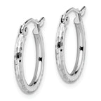 10K White Gold Diamond-Cut Hoop Earrings with Polished Rhodium Finish