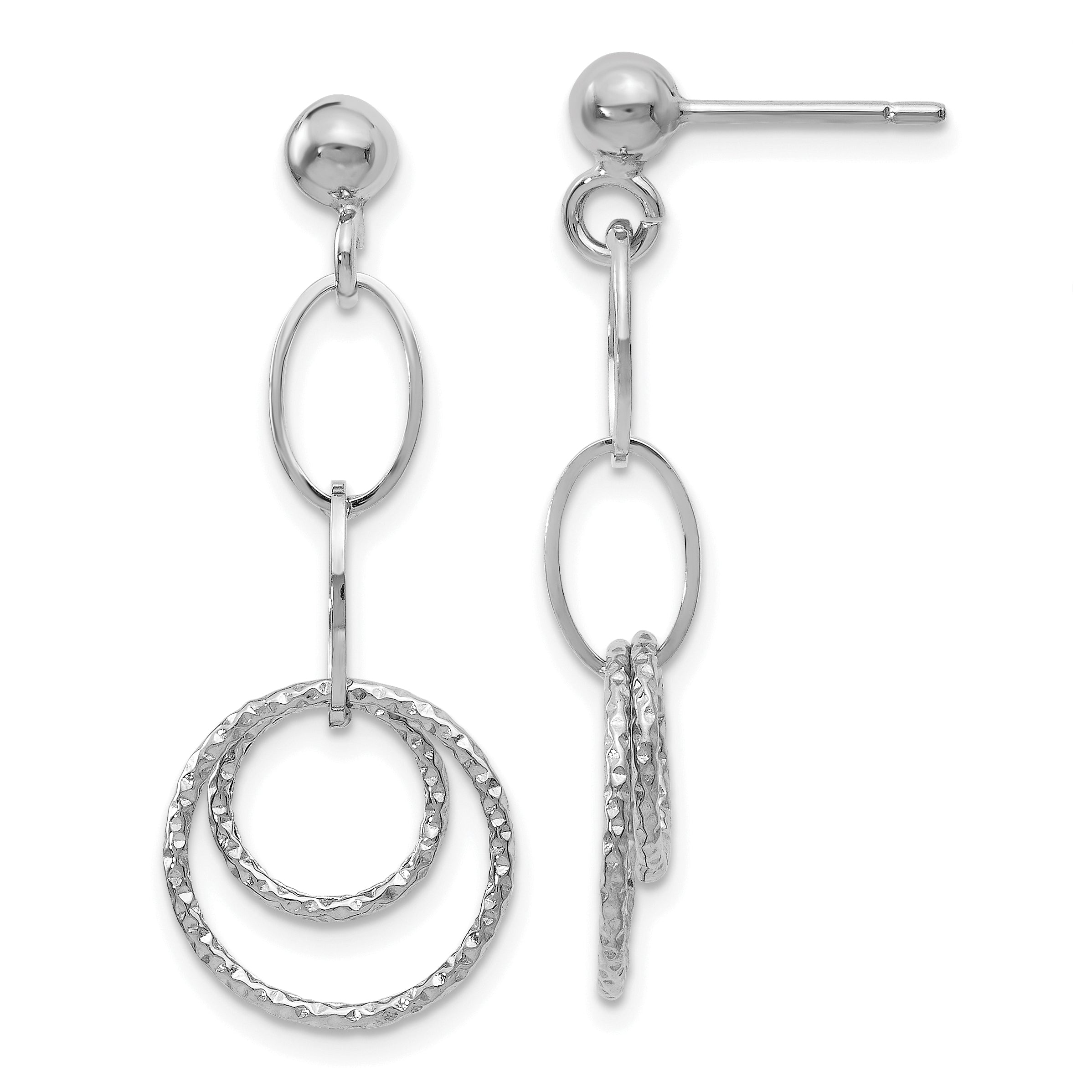10K White Gold Post Dangle Earrings Main image