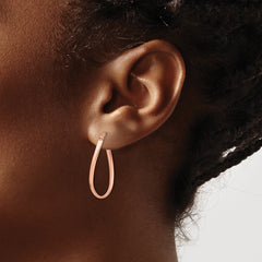 10K Rose Gold Polished Hoop Earrings with Hinged Clasp and Lifetime Guarantee