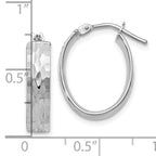 10K White Gold Diamond-Cut Hoop Earrings with Polished Rhodium Finish