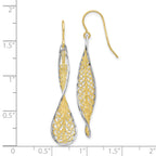 10K Two-Tone Gold Dangle Earrings with Polished Diamond-Cut Finish