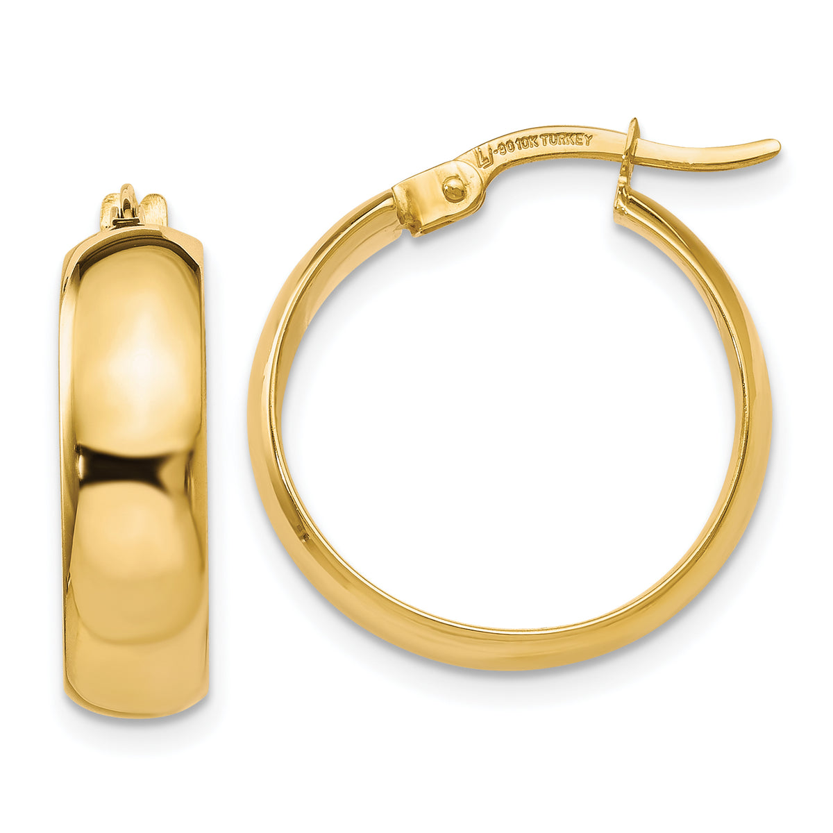 10K Polished Hinged Hoop Earrings