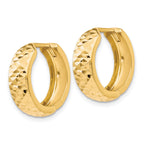 10K Gold Diamond-Cut Hinged Hoop Earrings  Polished, Semi-Solid Huggie Style