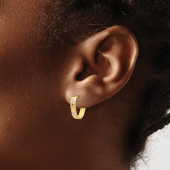 10K Two-Tone Gold Rhodium Huggie Hoop Earrings with Polished Satin Finish
