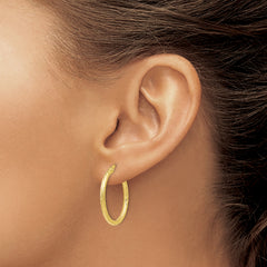 10K Polished and Textured Hinged Hoop Earrings