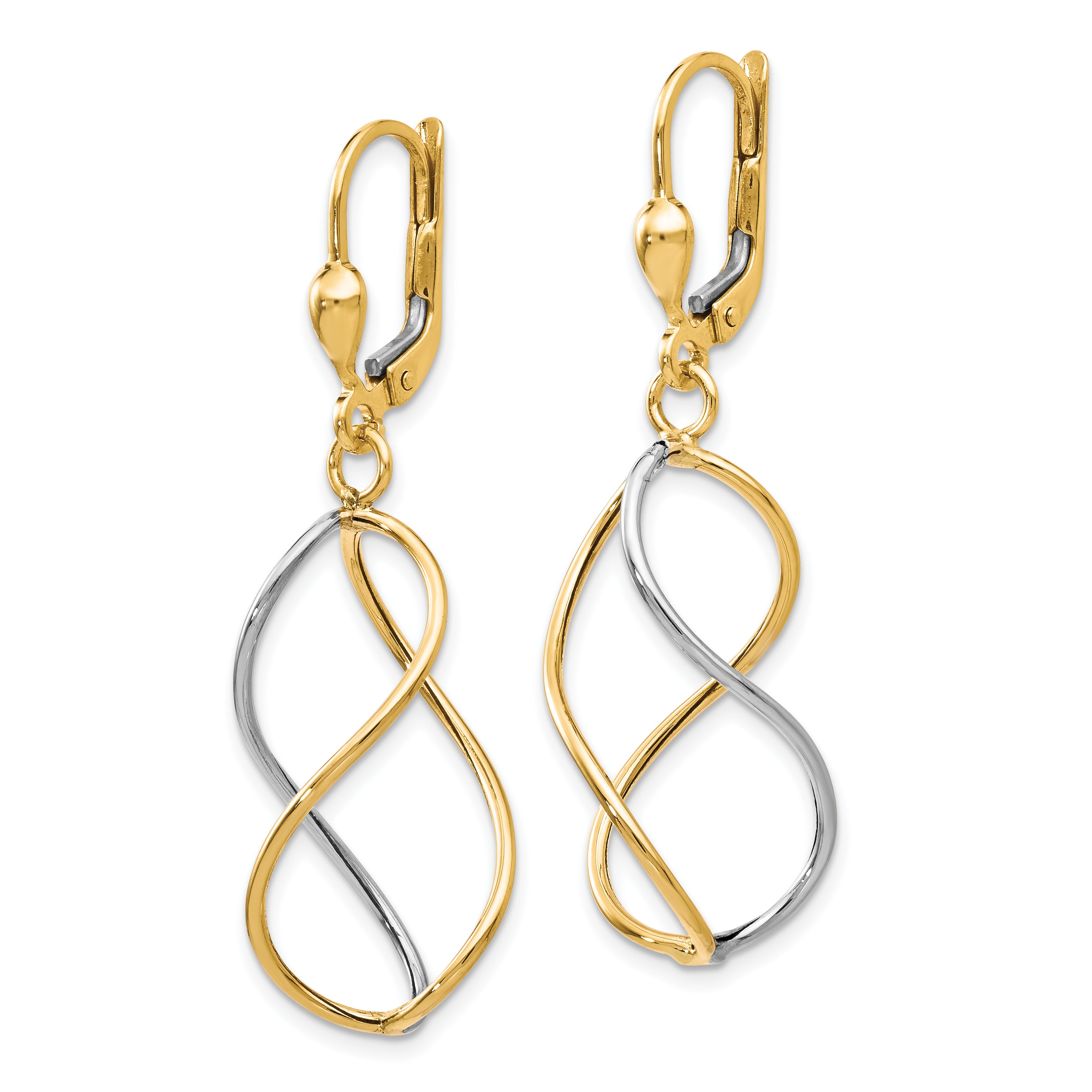 10K Yellow Gold Rhodium-Plated Leverback Earrings with Polished Finish and Lifetime Guarantee Secondary image