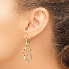 10K Yellow with Rhodium Polished Leverback Earrings