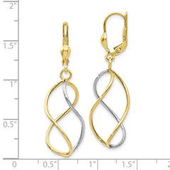 10K Yellow with Rhodium Polished Leverback Earrings