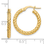 10K Gold Polished Hollow Hoop Earrings with Textured Finish 23mm